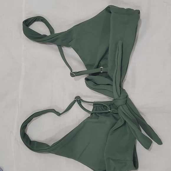Olive Green Bikini and High Waisted Bikini Bottom Swimsuit - Picture 6 of 8